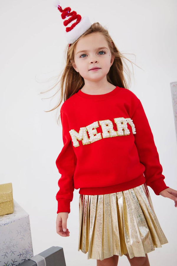 Merry Pearl Sweatshirt- Red