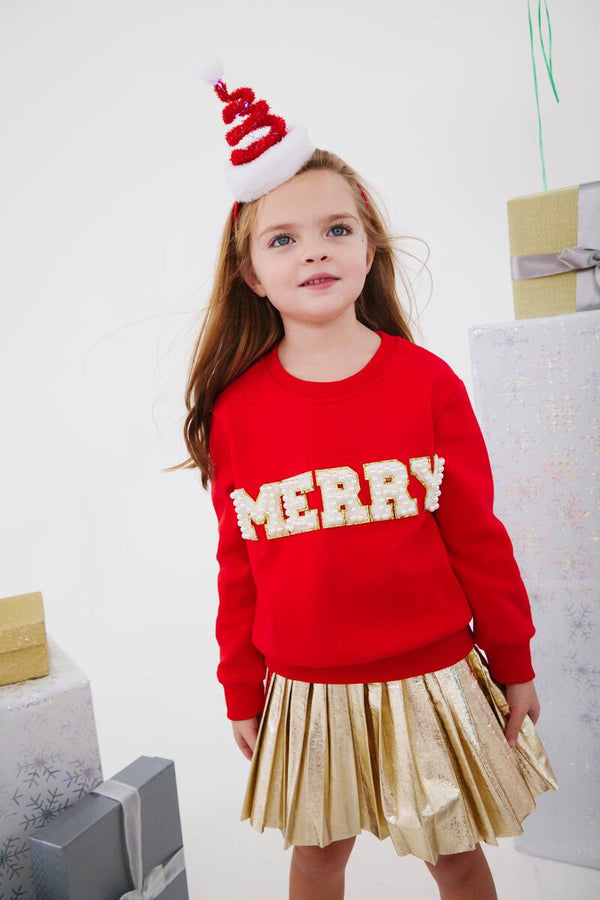 Merry Pearl Sweatshirt- Red