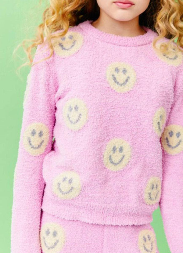 Pinky Fuzzy Smiley Emoji  Set- Pink