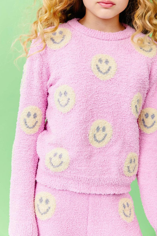 Pinky Fuzzy Smiley Emoji  Set- Pink