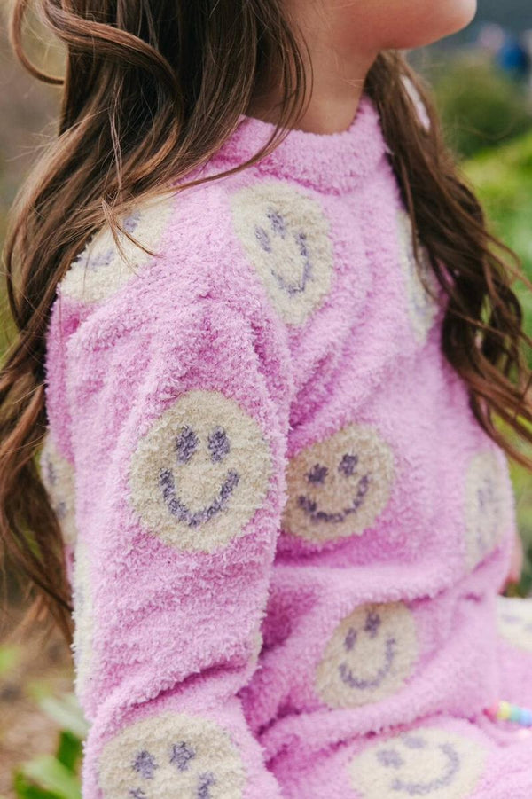 Pinky Fuzzy Smiley Emoji  Set- Pink