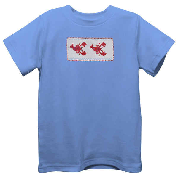 Lobster Smocked Knit Tee- Light Blue