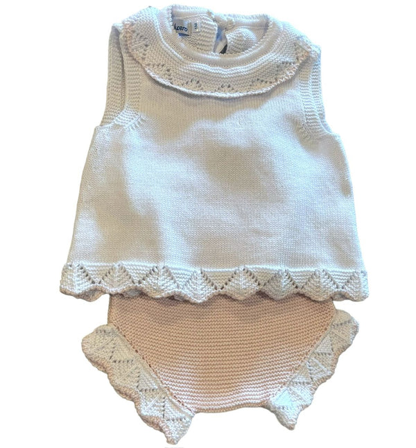 Diaper Set W/ Tie Back- White/Pink