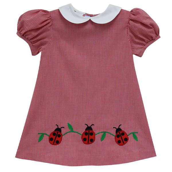 Ladybugs Applique Cardinal A-Line Dress