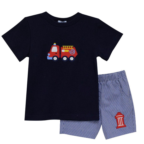 Firetruck Applique Short Set