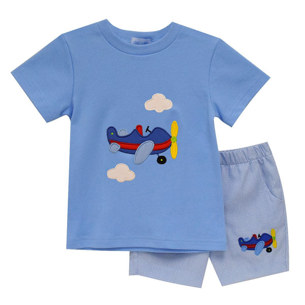 Airplane Applique Short Set