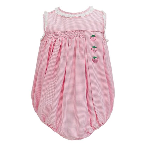 Strawberry Eyelet Smocked Bubble