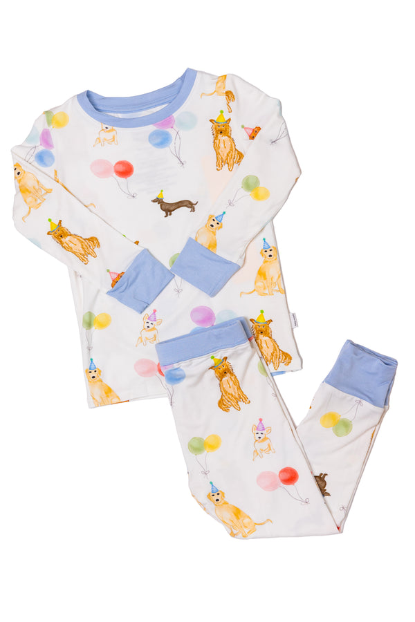 Dog Party 2 Piece Pajama- Blue