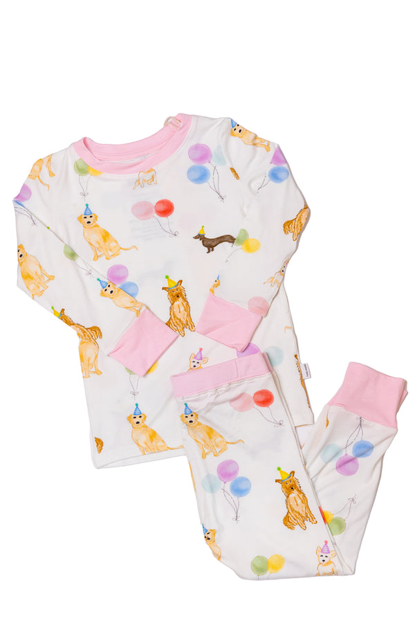 Dog Party 2 Piece Pajama- Pink