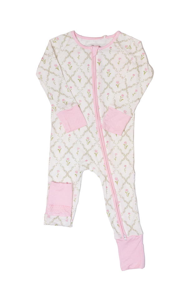 Flower Trellis Sleep Zip Romper