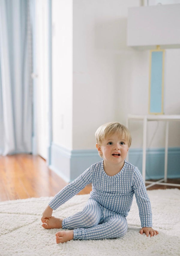 French Blue Gingham 2 Piece Pajama Set