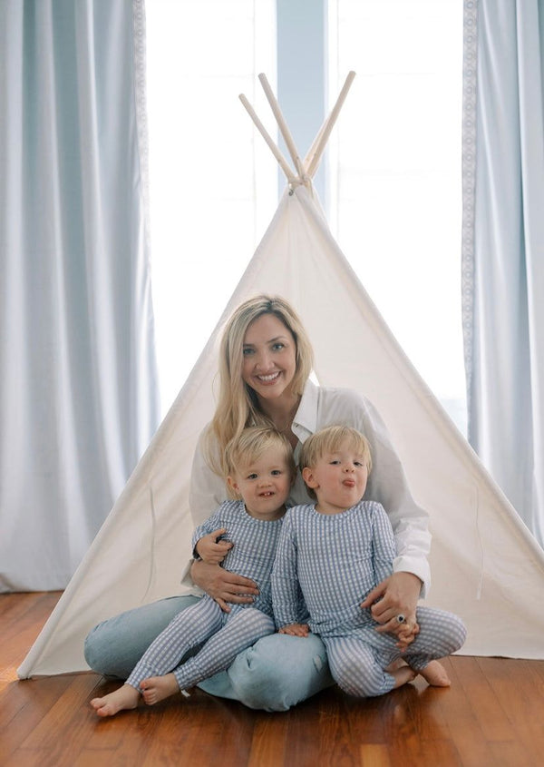 French Blue Gingham 2 Piece Pajama Set