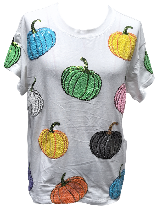 White Multi Pumpkin Tee- Women's