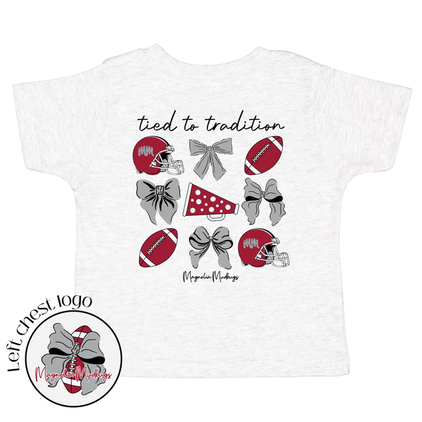 Tied To Tradition T-Shirt- Crimson/Grey