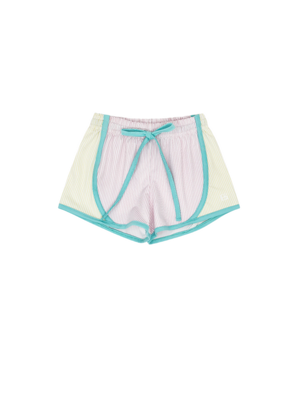 Elise Short- Cotton Candy Pink, Sunshine Yellow Ministripe, Totally Turquoise