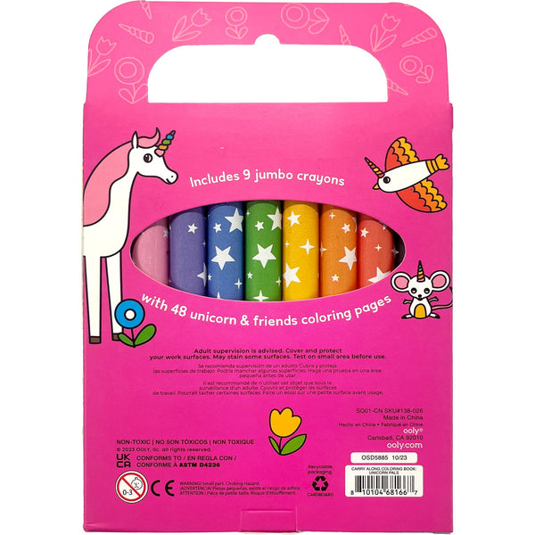 Carry Along! Coloring Book and Crayon Set - Unicorn Pals - Set of 9 Crayons