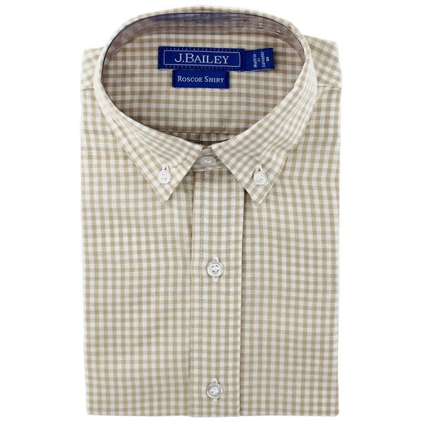 Roscoe Button Down-Khaki Check