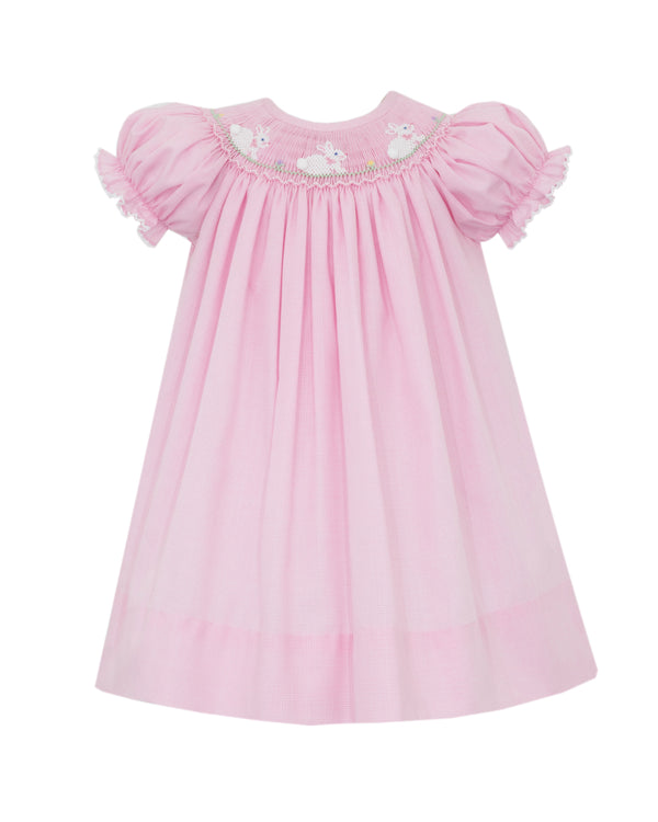 Bunnies Bishop Dress- Pink Micro Check