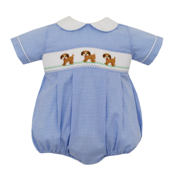 Puppies Bubble- Blue Gingham