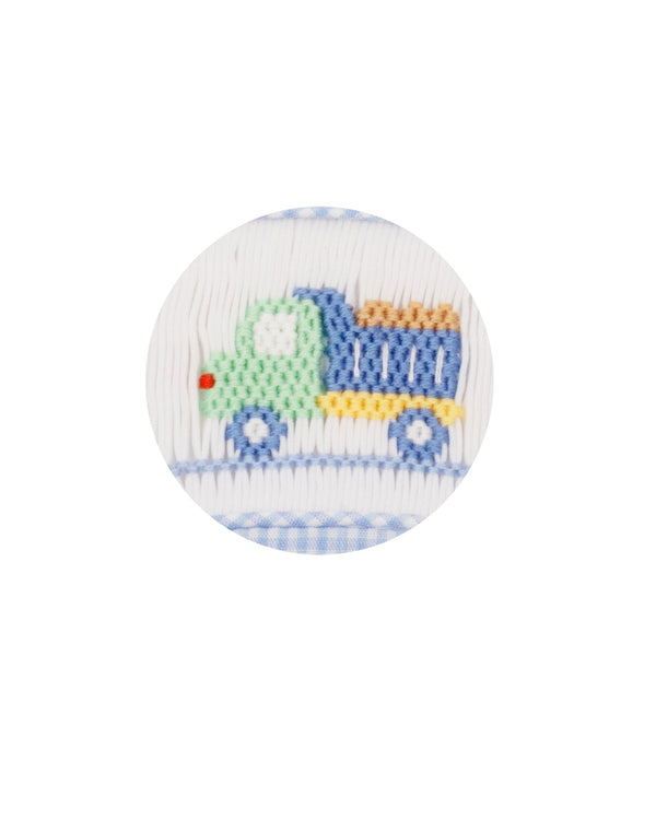 Dump Trucks Bubble- Lt. Blue Gingham