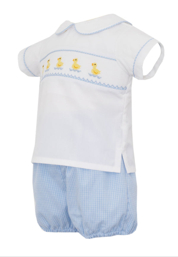 Ducks Bloomer Set/Short Set- Blue Check