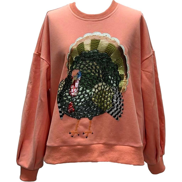 Peach Big Turkey Sweatshirt- Women's