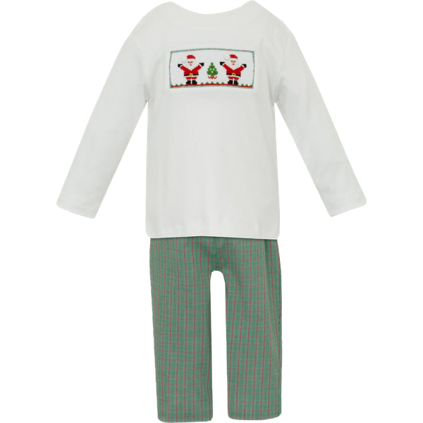 Santa Claus Pants Set- Green & Red Plaid