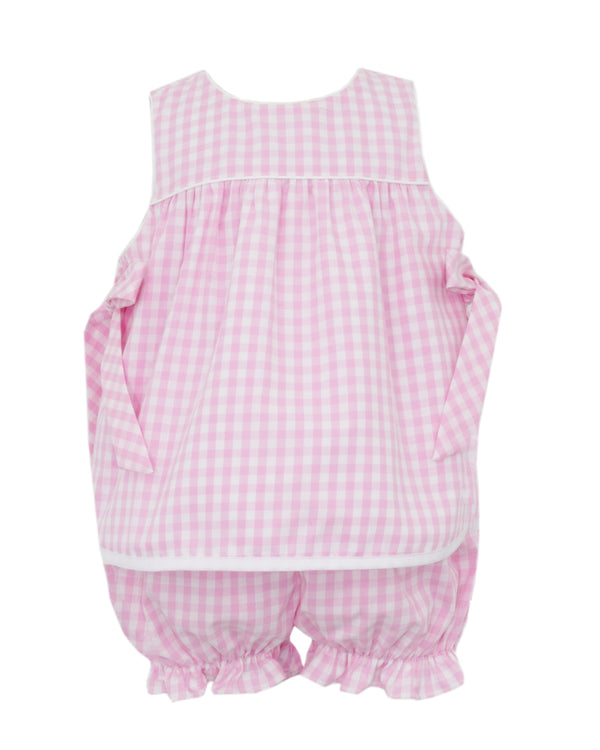 Pink Gingham Bloomer Set W/ Side Bows