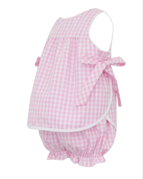 Pink Gingham Bloomer Set W/ Side Bows