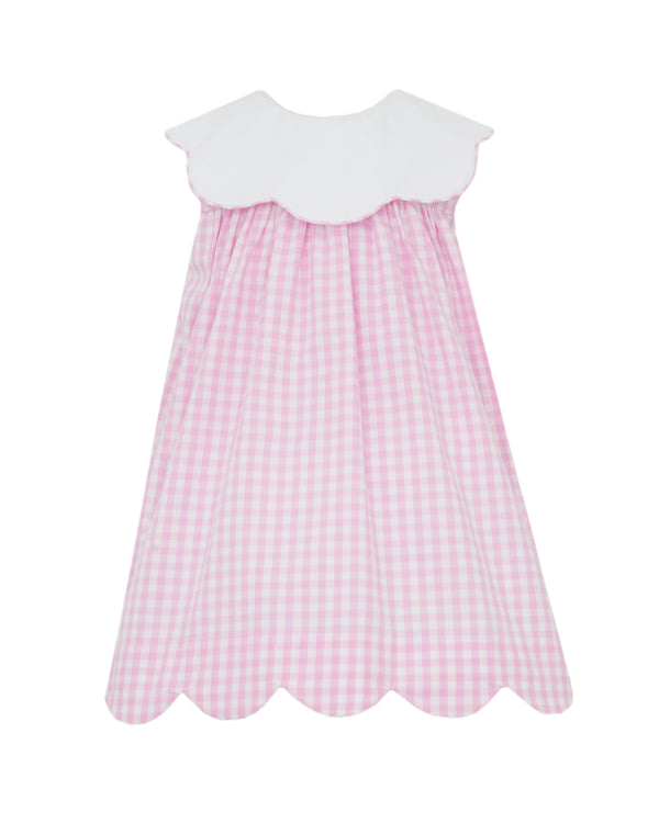 Scalloped Float Dress- Pink Gingham