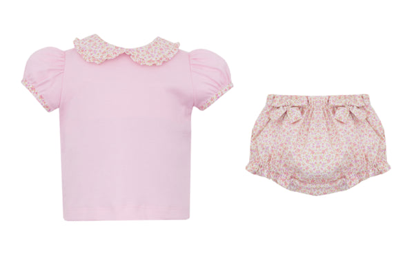 Pink Floral Ruffle Bloomer Set