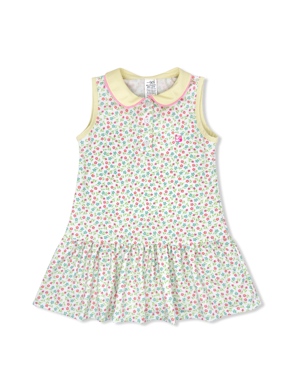 Darla Dress- Petal Pop Floral, Sunshine Yellow, Flamingo Pink