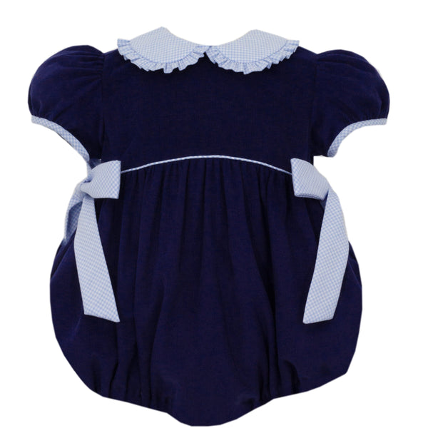 Navy Corduroy Ruffle Collar Bubble