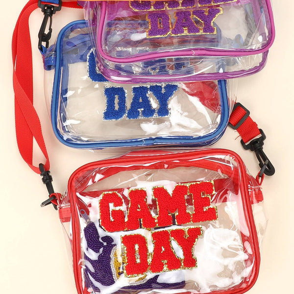 Game Day Clear Transparent Crossbody Bag : Purple