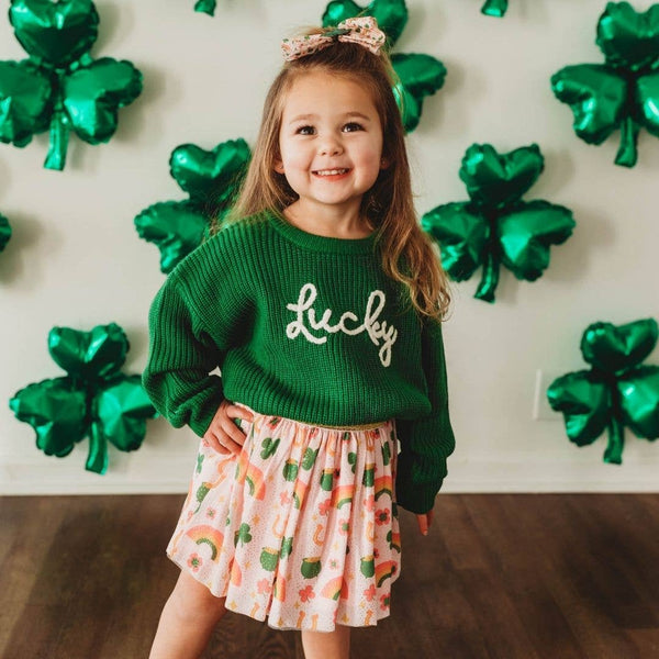 Lucky Doodle St. Patrick's Day Tulle Bow Clip