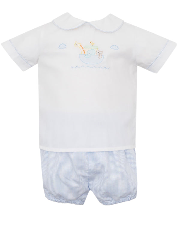 Noah's Ark Diaper Set- Blue Check