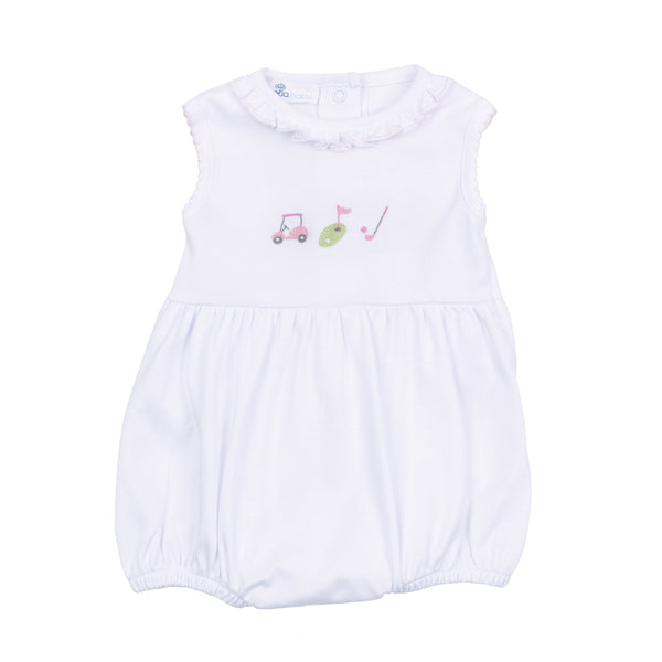 Tiny Tee Time Embroidered Bubble- Pink