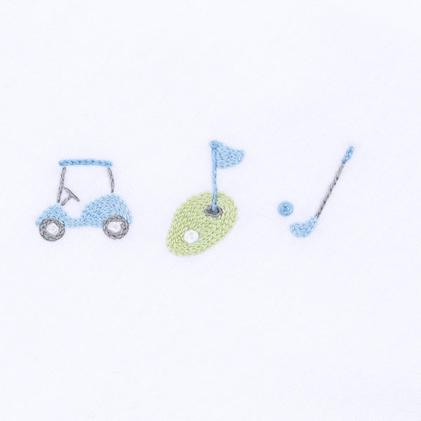 Tiny Tee Time Embroidered Bubble- Light Blue