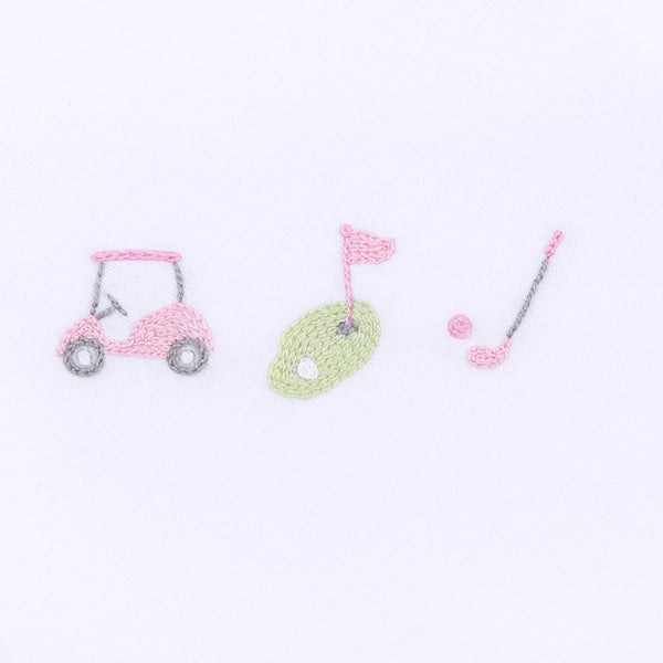 Tiny Tee Time Embroidered Bubble- Pink