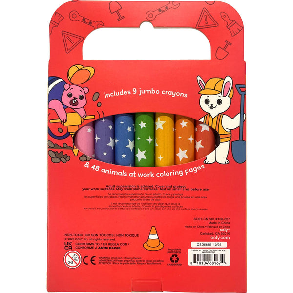 Carry Along! Coloring Book and Crayon Set - Work Zone - Set of 9 Crayons