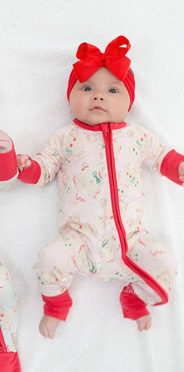 Pink Gingerbread Zipper Onesie