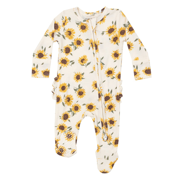 Sunflowers 2 Way Zipper Ruffle Footie