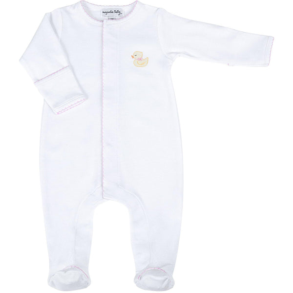 Precious Ducklings Embroidered Footie- Pink