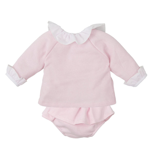 Light Pink Diaper Set- White Collar