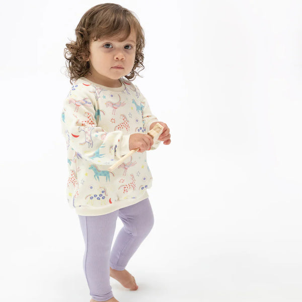 French Terry Fun Unicorns-Puffy Oversized Sweatshirt & Rib Legging