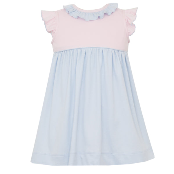 Bella Knit Ruffle Dress- Pink & Blue