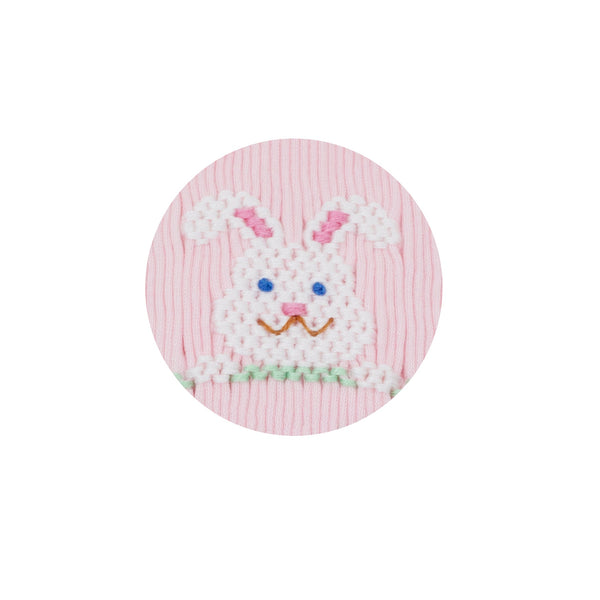 Bunny  Face Trio Knit Ruffle Bubble- Pink