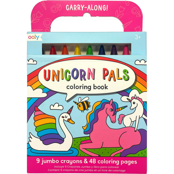 Carry Along! Coloring Book and Crayon Set - Unicorn Pals - Set of 9 Crayons