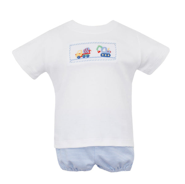 Construction Vehicles Bloomer Set- Lt. Blue Stripe