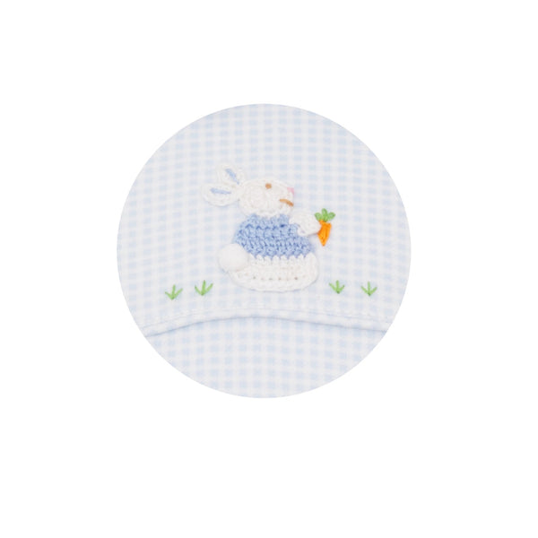 Crochet Bunny Bloomer Set/Short Set- Lt. Blue Gingham